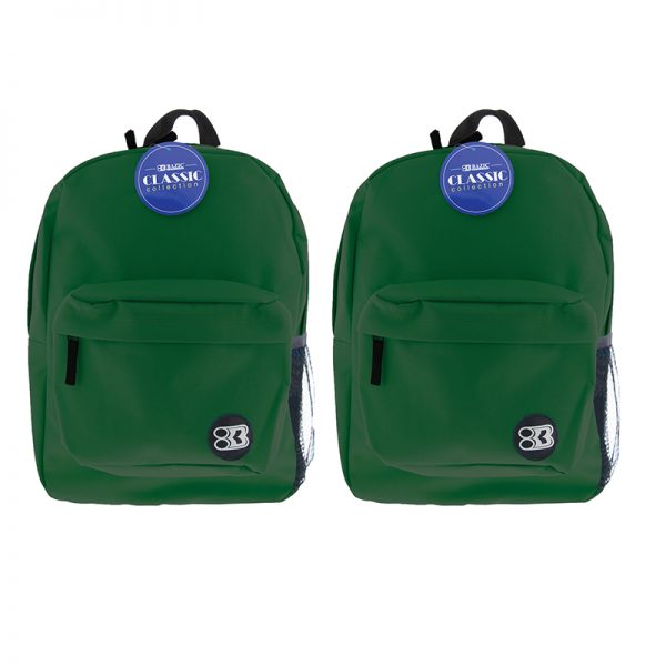 Picture of Bazic Products BAZ1053-2 17 in. Green Classic Backpack, Pack of 2