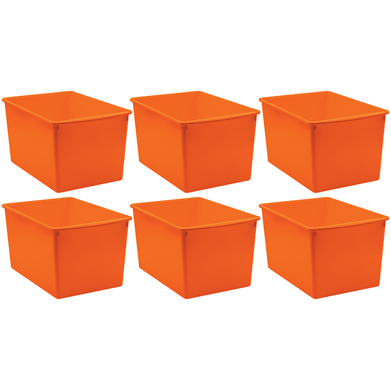 Picture of Teacher Created Resources TCR20447-6 Plastic Multi-Purpose Bin, Orange - 6 Each