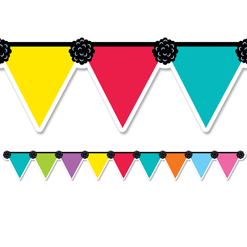CTP10476-3 48 ft. Pennant Party EZ Border Trim, Multi Color - Pack of 3