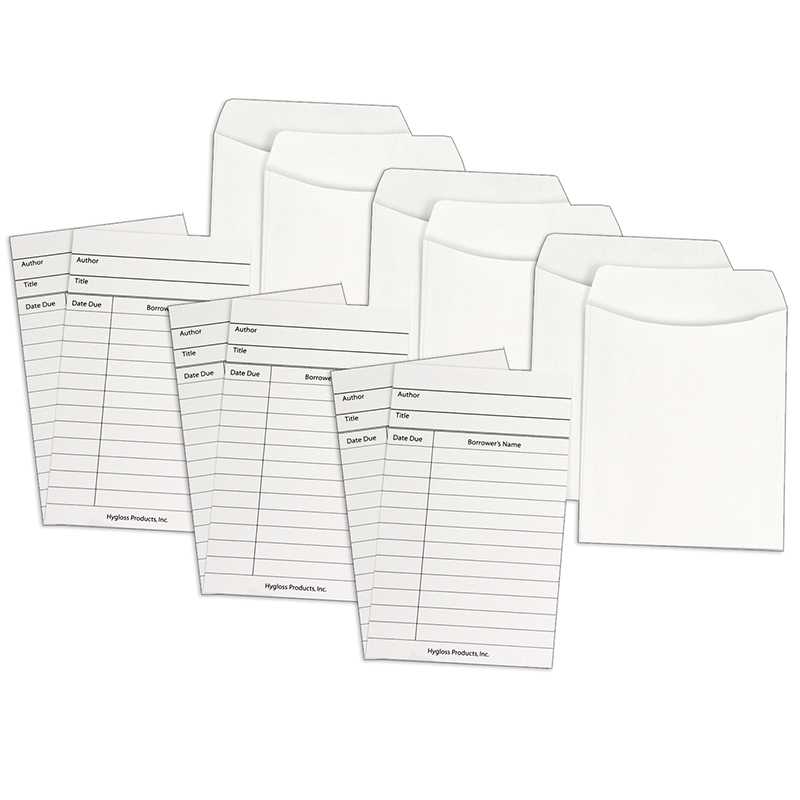 Picture of Hygloss Products HYG61153-3 Library Cards & Pockets&#44; White - Pack of 3