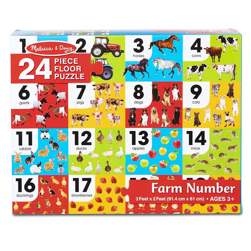 Picture of Melissa & Doug LCI31002 Farm Number Floor Puzzle&#44; Multi Color - 24 Piece