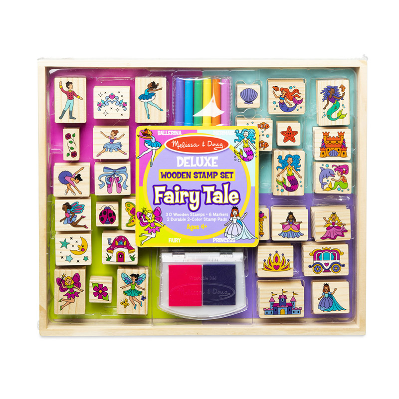 Picture of Melissa & Doug LCI31900 Deluxe Wooden Fairy Tale Stamp Set&#44; Multi Color