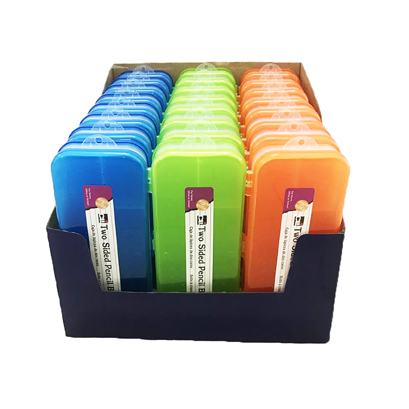 Double Sided Pencil Box, Assorted Color - Pack of 24