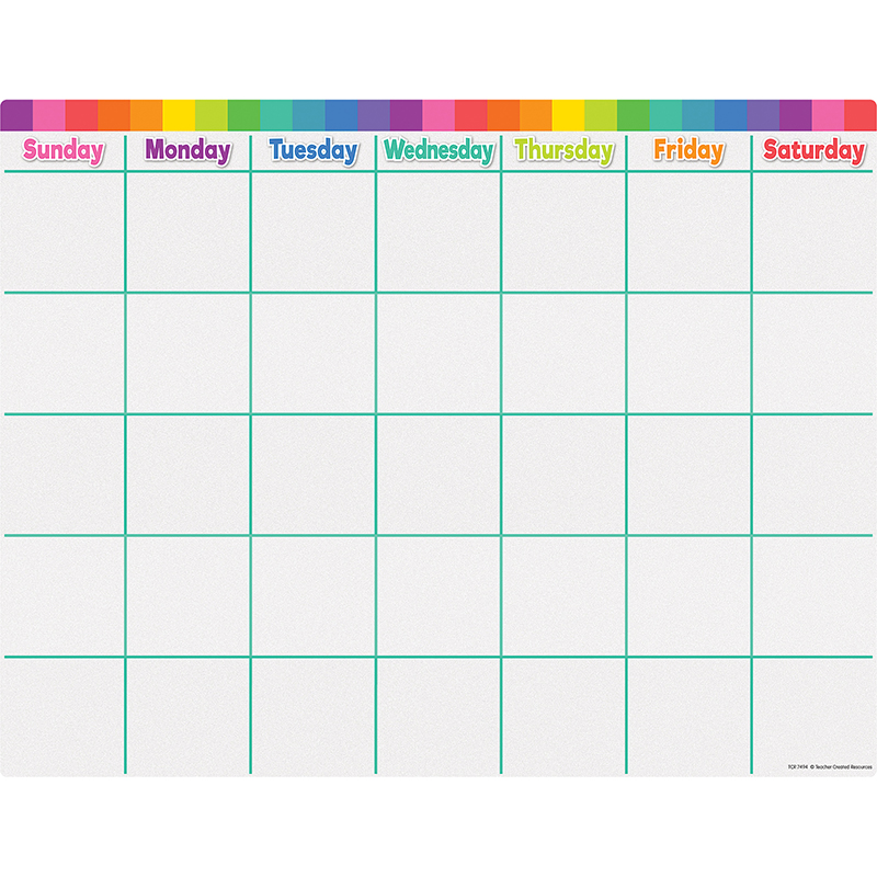Picture of Teacher Created Resources TCR7494 Colorful Calendar Write-On & Wipe-Off Chart&#44; Multi Color