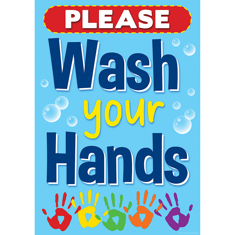 Picture of Teacher Created Resources TCR7498 Wash Your Hands Positive Poster&#44; Multi Color