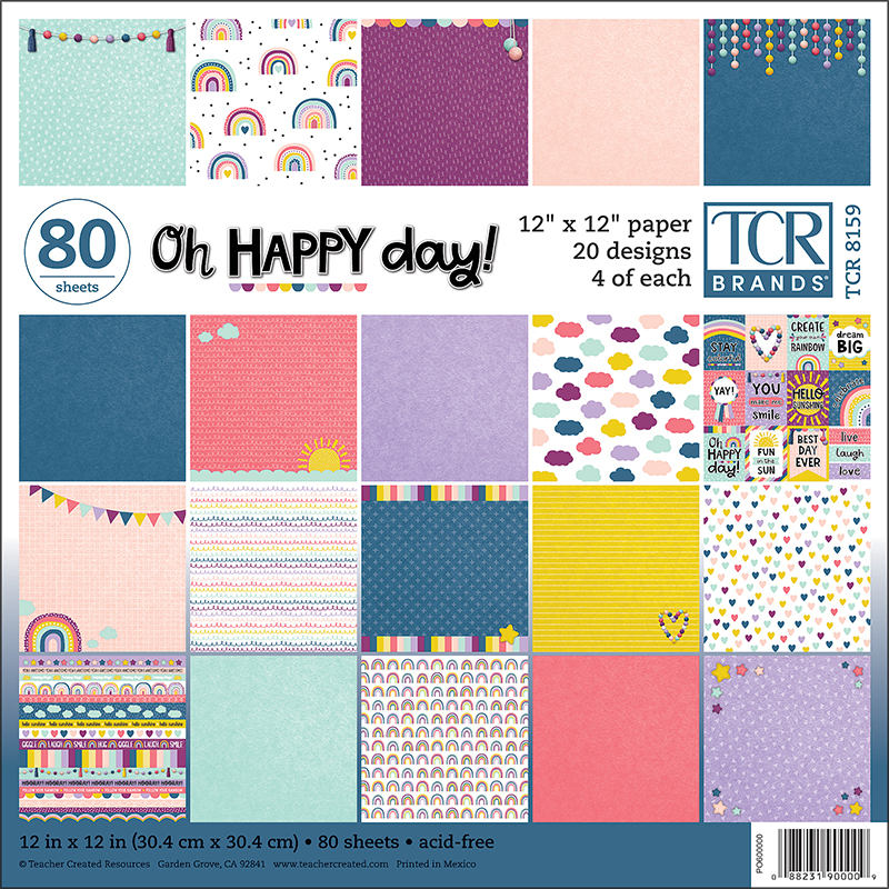 Picture of Teacher Created Resources TCR5159 12 x 12 in. Oh Happy Day Project Paper, Multi Color