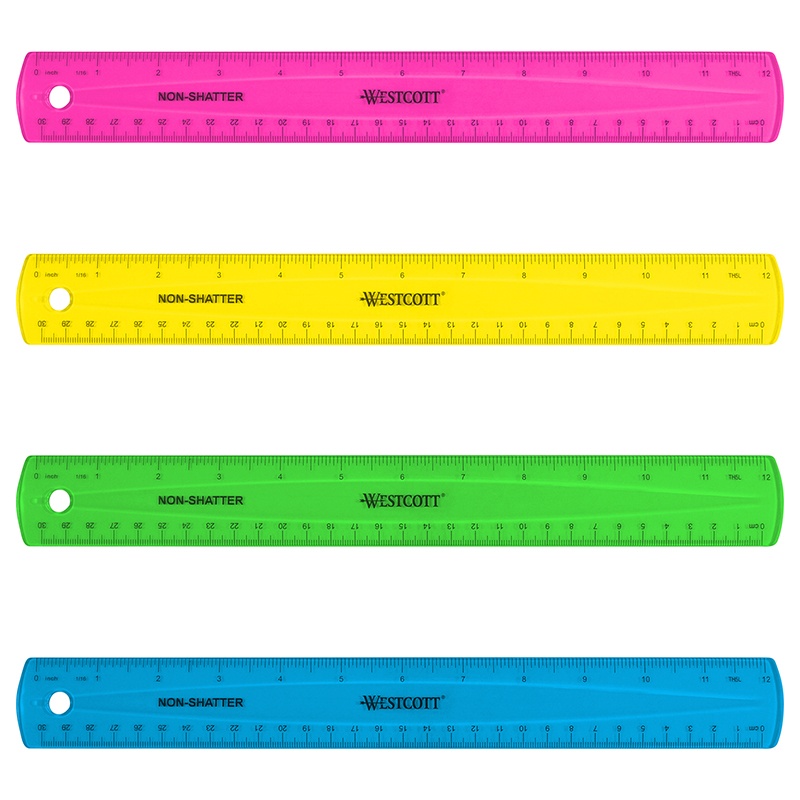 Picture of Acme United ACM14381-12 12 in. Assorted Color Shatterproof Ruler - Pack of 12
