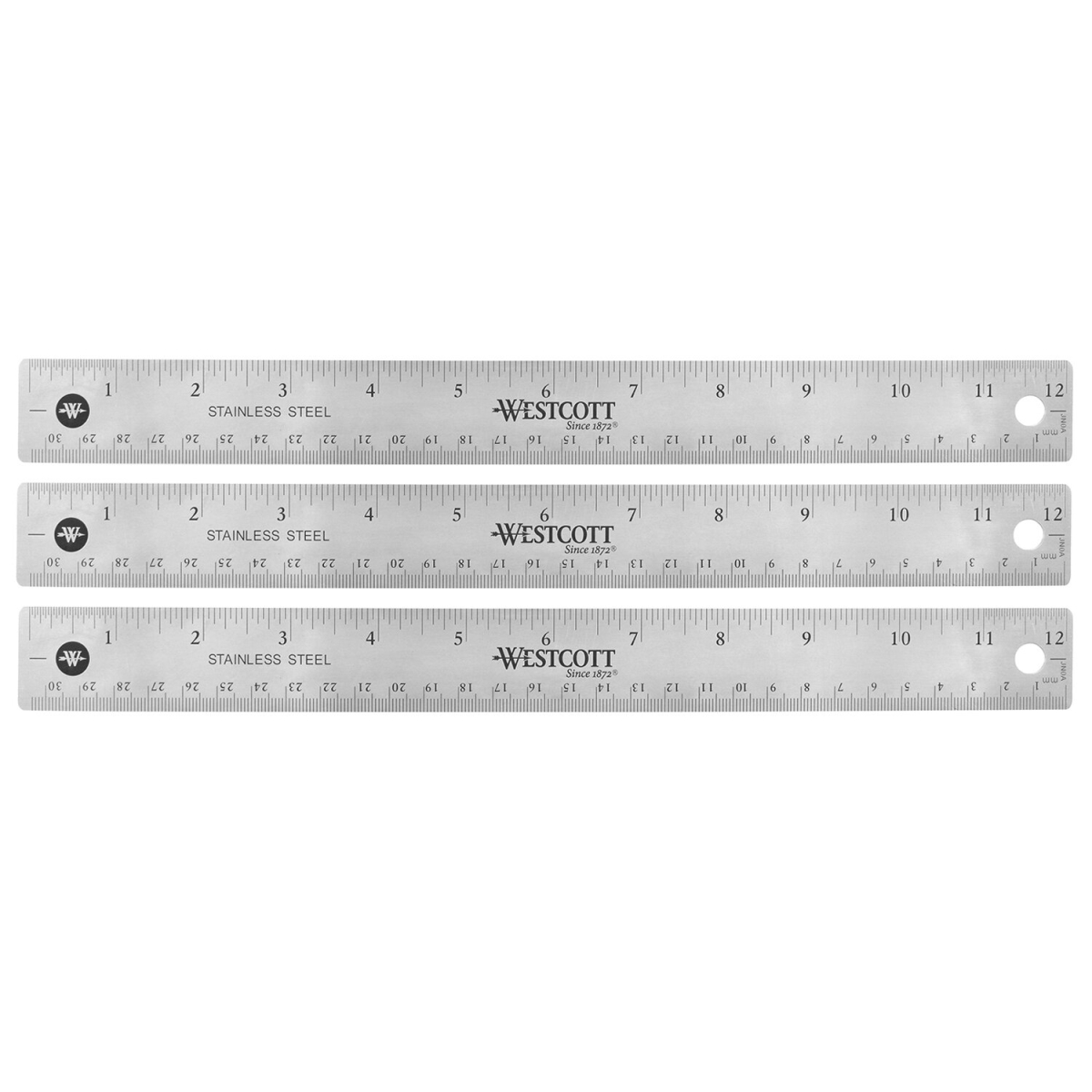 Picture of Acme United ACM10415-3 12 in. Steel Ruler with Cork Base - Pack of 3