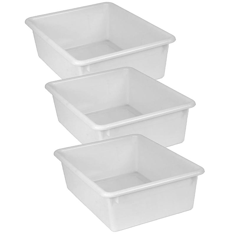 Double Stowaway Tray, White - Pack of 3
