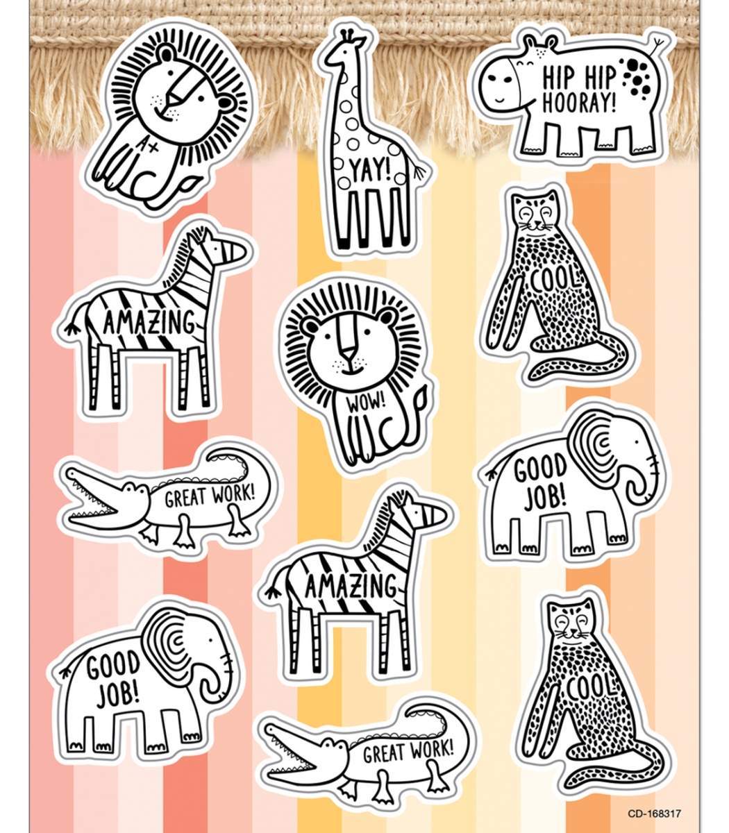 Picture of Carson Dellosa Education CD-168317 Safari Animals Shape Stickers