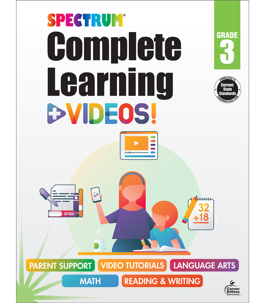 Picture of Carson Dellosa Education CD-705428 Spectrum Complete Learning Videos Grade 3 Workbook