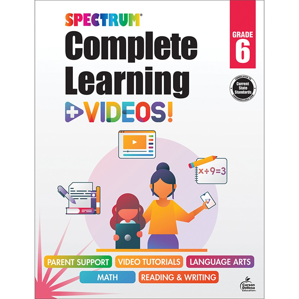Picture of Carson Dellosa Education CD-705431 Spectrum Complete Learning Videos Grade 6 Workbook