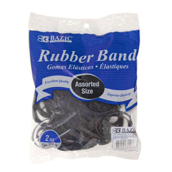 Picture of Bazic Products BAZ6120-12 Rubber Bands&#44; Black - Assorted Size - Pack of 12