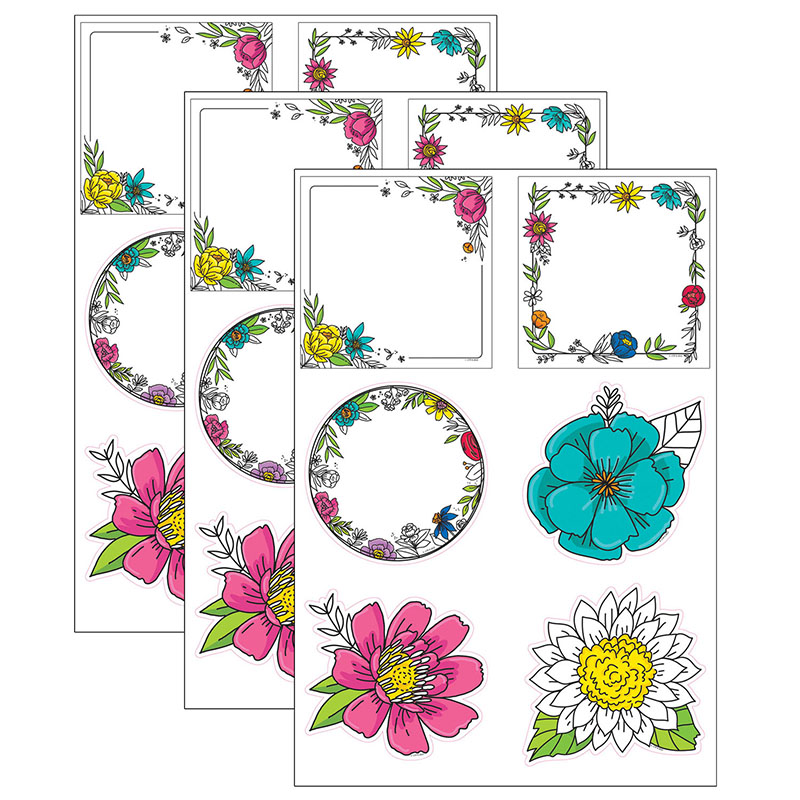 Picture of Creative Teaching Press CTP10680-3 6 in. Bright Blooms Doodly Cut-Outs - Pack of 3