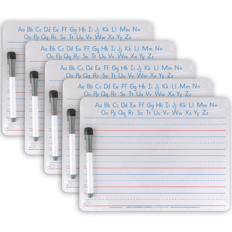 9 x 12 in. 2-Sided Handwriting Dry Erase Set, White - Set of 5