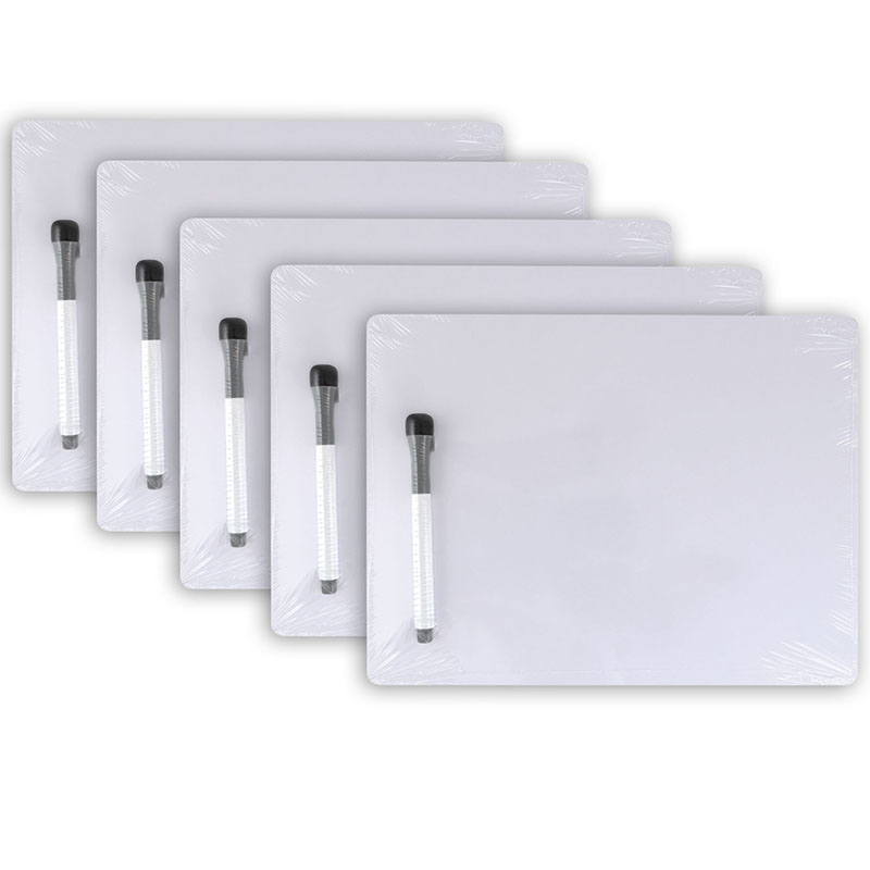 9 x 12 in. Dry Erase Whiteboard 1-Sided Plain Board with Marker & Eraser, White - Set of 5