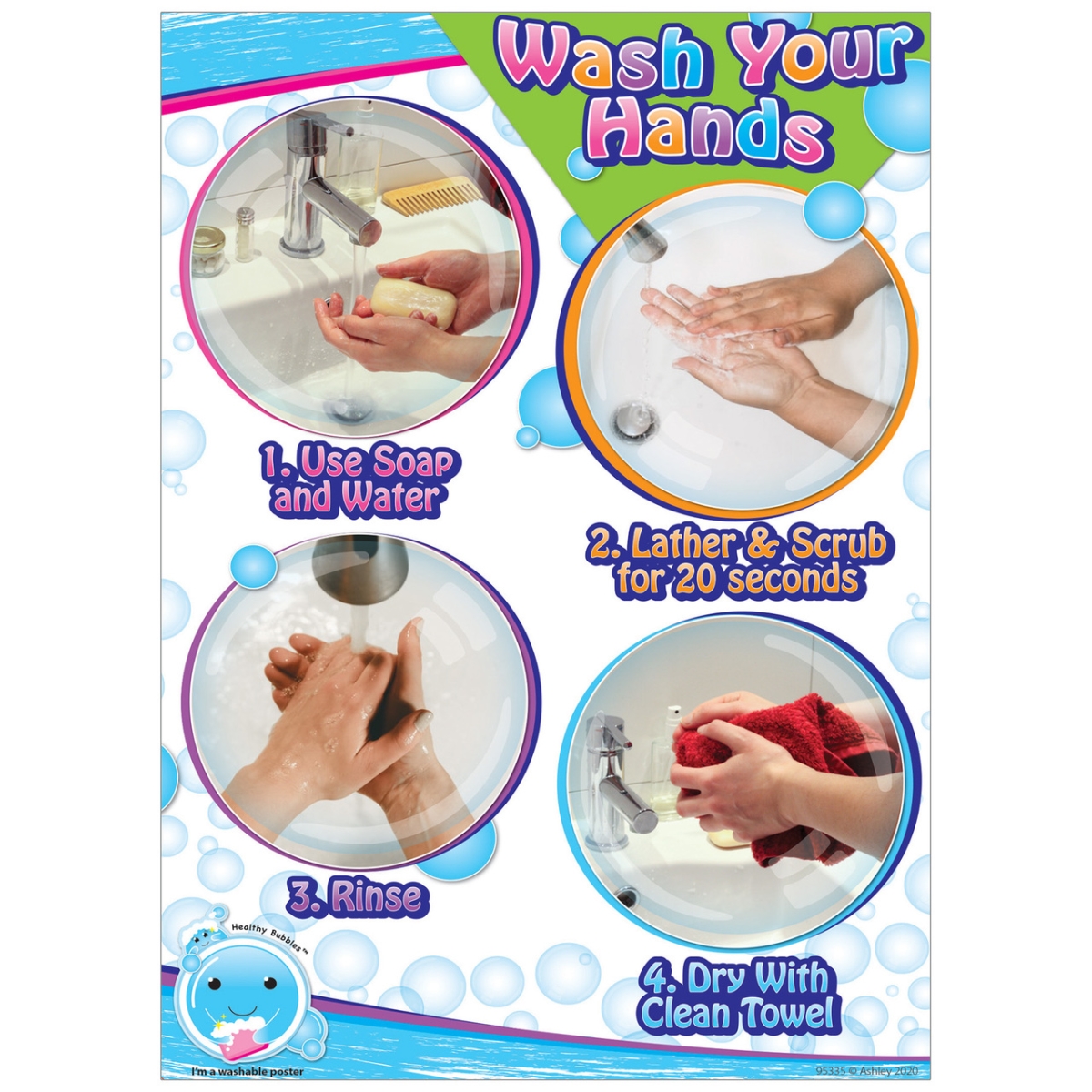 Picture of Ashley Productions ASH95335 Wash Your Hands Plas Smart Poly Poster Mat