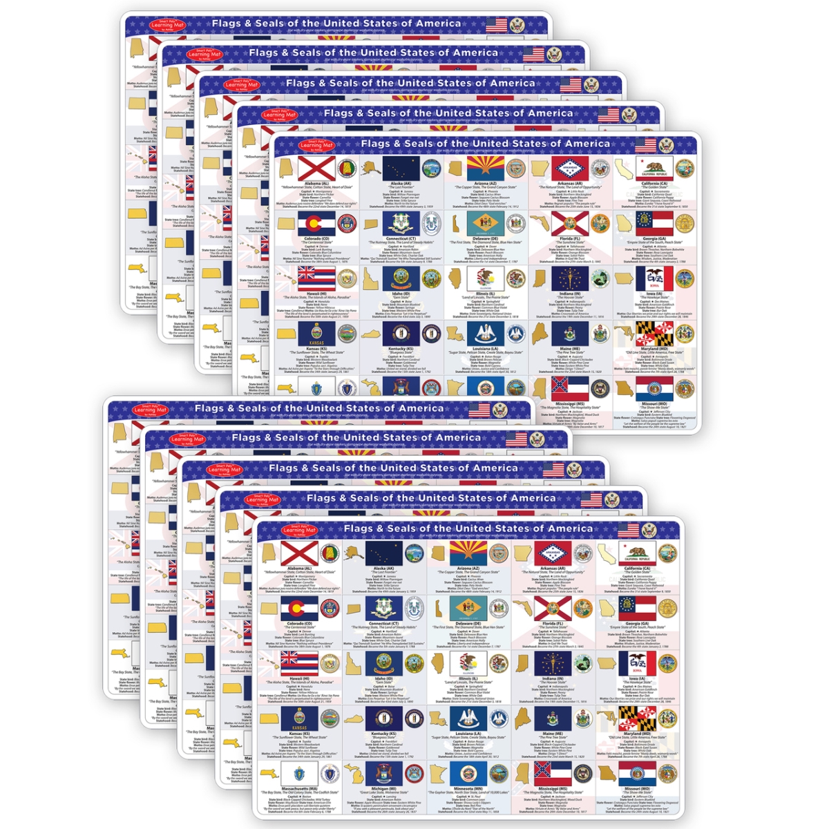 Picture of Ashley Productions ASH95635 State Flags Pals Smart Poly Double-Sided Learning Mats - Pack of 10