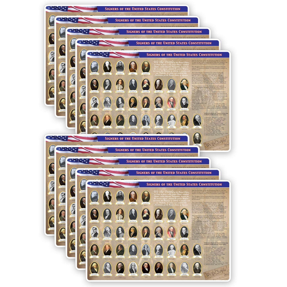 Picture of Ashley Productions ASH95636 US Bill of Rights Plas Smart Poly Double-Sided Learning Mats - Pack of 10
