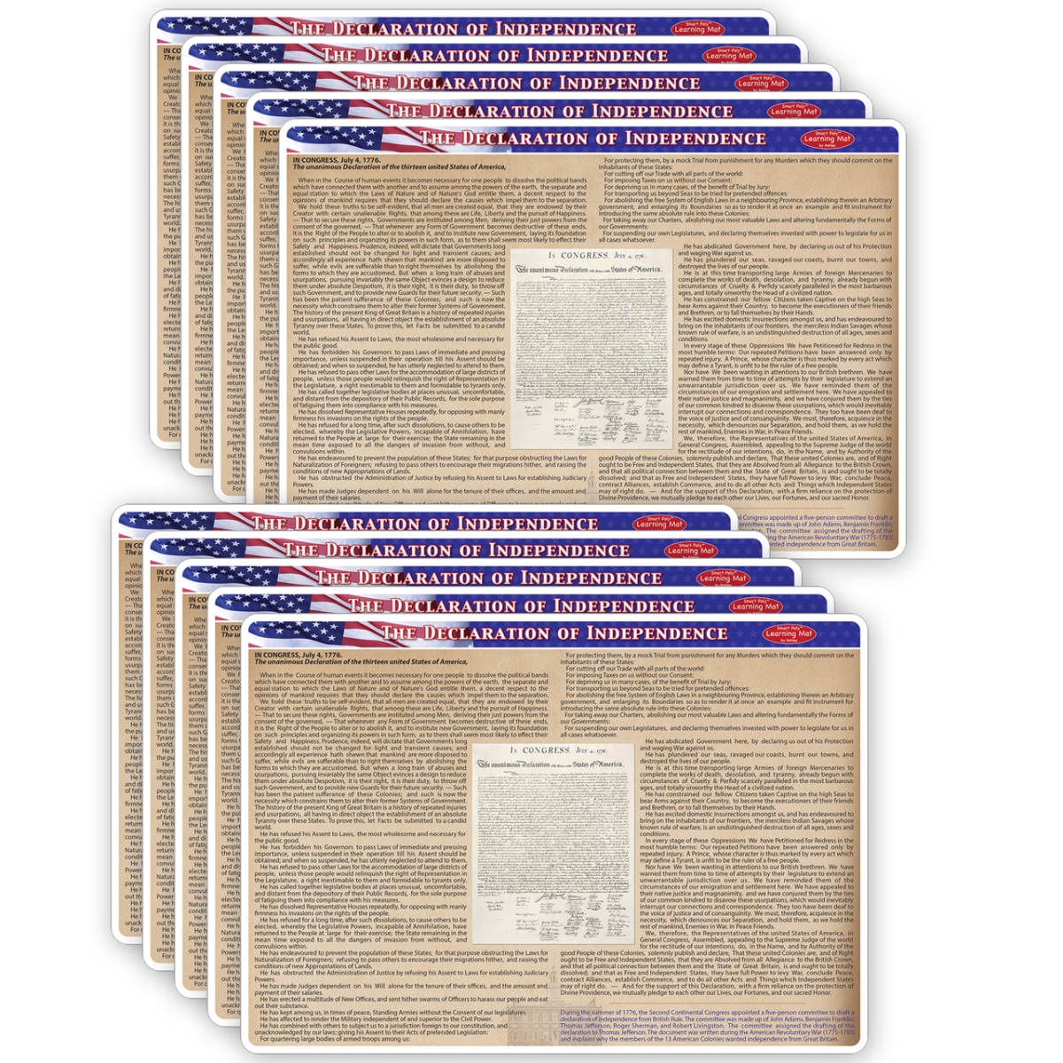 Picture of Ashley Productions ASH95637 US Declaration Of Independence Plas Smart Poly Double-Sided Learning Mats - Pack of 10