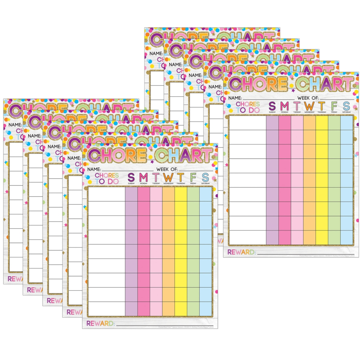 Picture of Ashley Productions ASH97004 Chores Confetti Style Smart Poly Poster Mat - Pack of 10