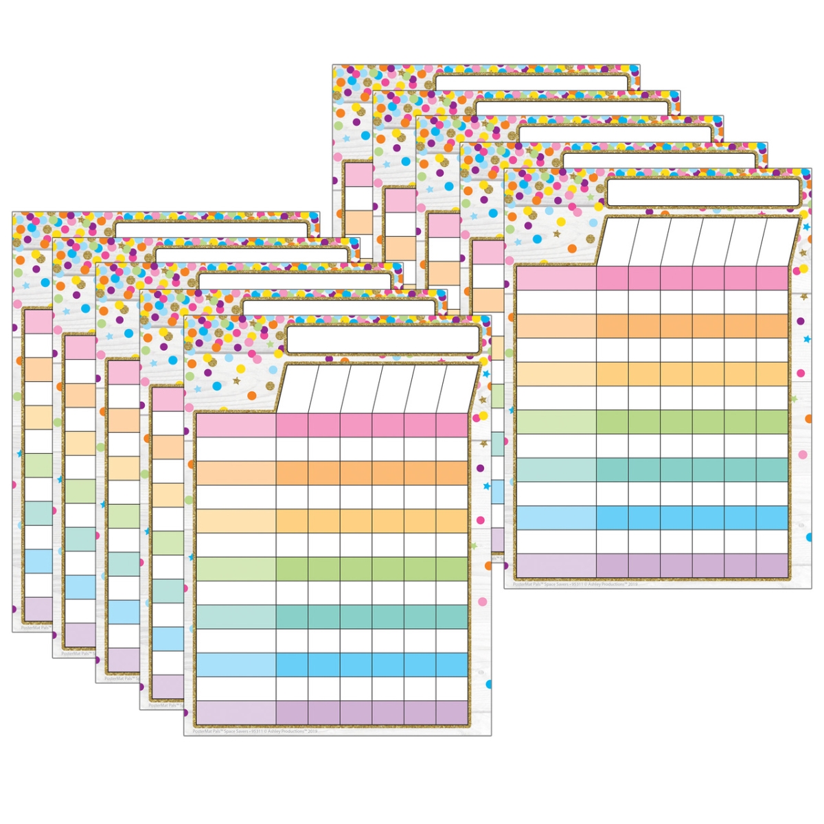 Picture of Ashley Productions ASH97011 Incentive Chart Confetti Style Smart Poly Poster Mat - Pack of 10