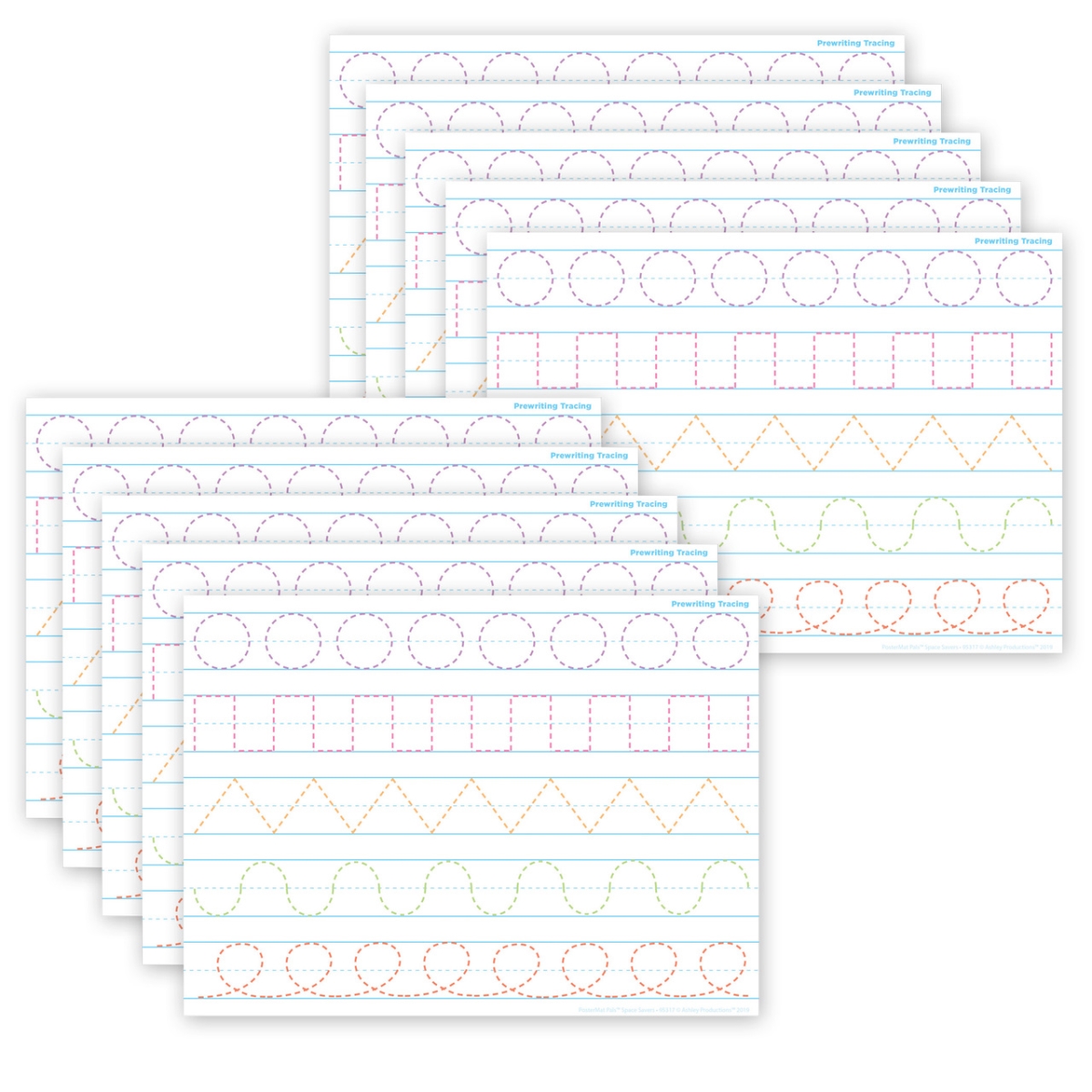 Picture of Ashley Productions ASH97017 Prewriting Tracing Smart Poly Poster Mat - Pack of 10