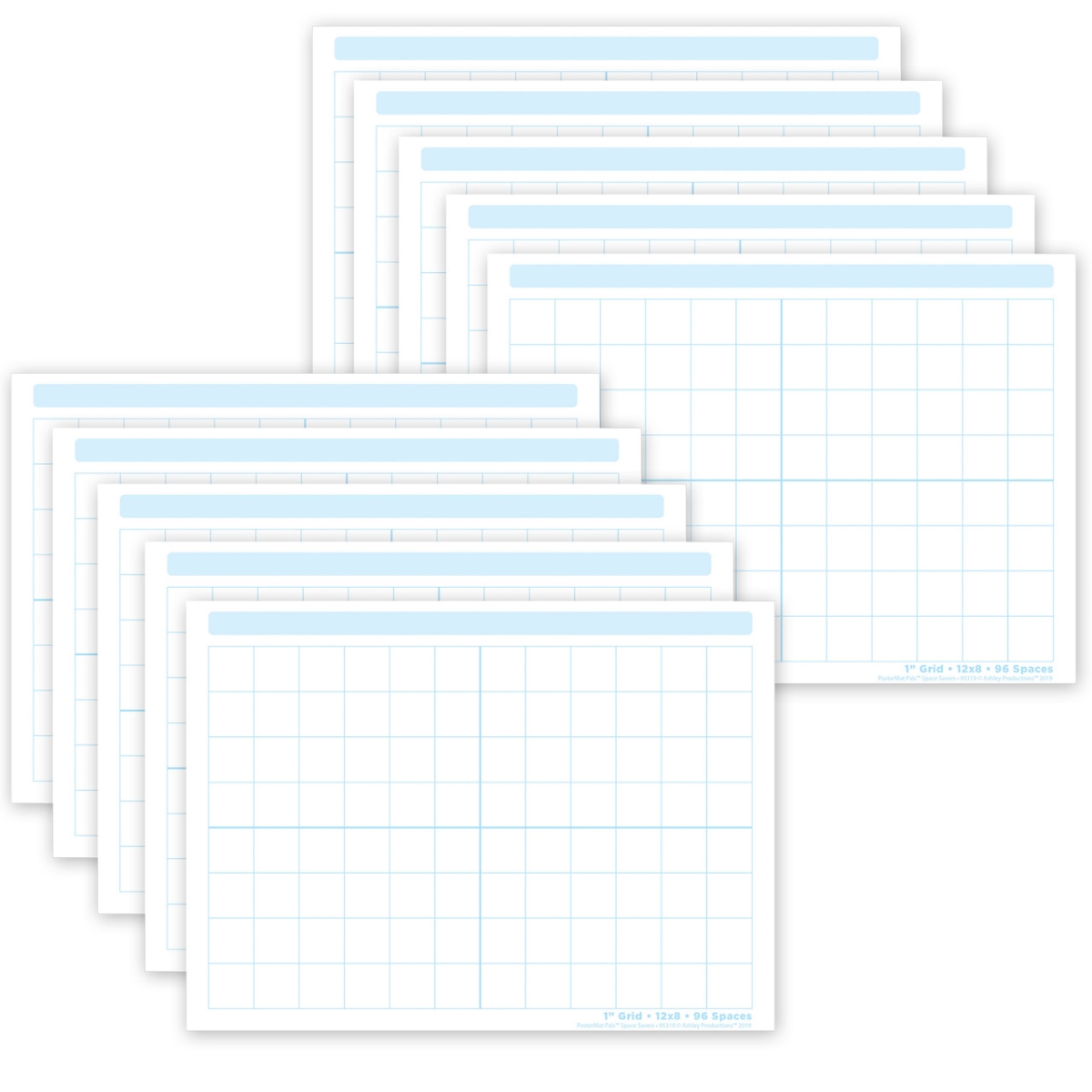 Picture of Ashley Productions ASH97019 1 in. Grid Blocks Smart Poly Poster Mat - Pack of 10