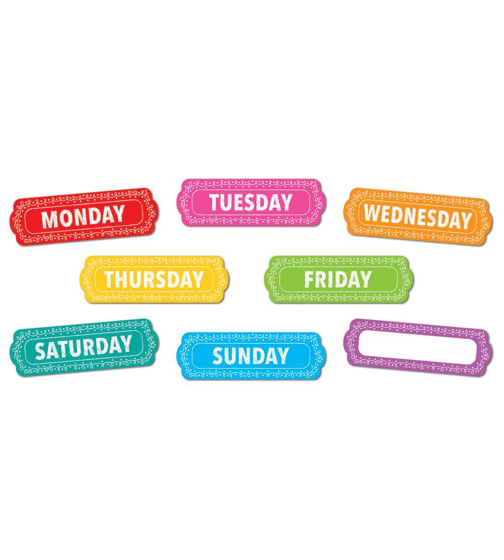 Picture of Ashley Productions ASH19021 Magnetic Days & Week Chalk Loops Die-Cut Border&#44; Multi Color - 8 Piece