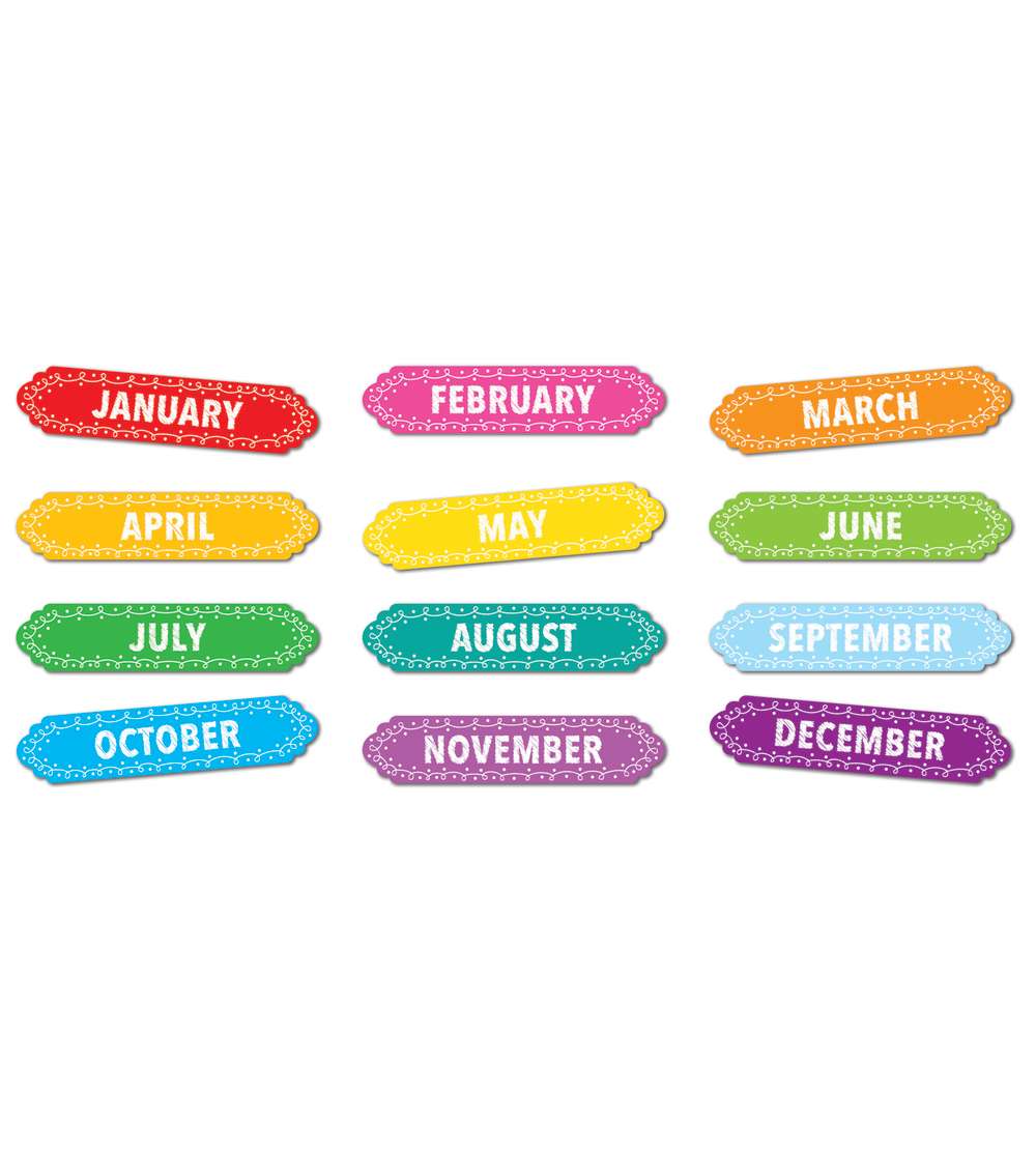 Picture of Ashley Productions ASH19022 Magnetic Months & Year Chalk Loops Die-Cut Border&#44; Multi Color