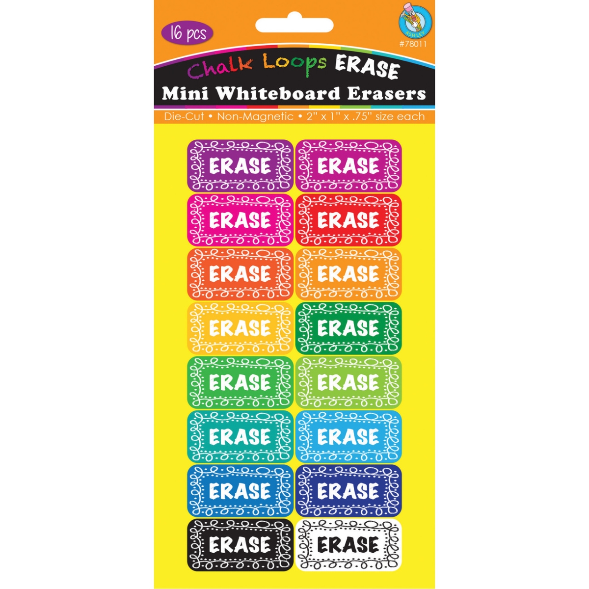 Picture of Ashley Productions ASH78011 Mini Whiteboard Erasers&#44; Chalk Loops - Pack of 16