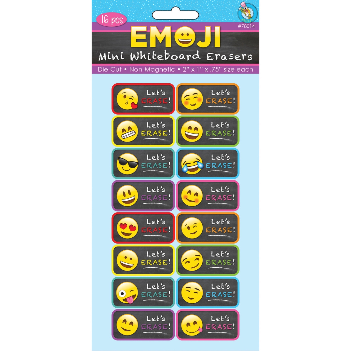 Picture of Ashley Productions ASH78014 Emojis Mini Whiteboard Erasers - Pack of 16