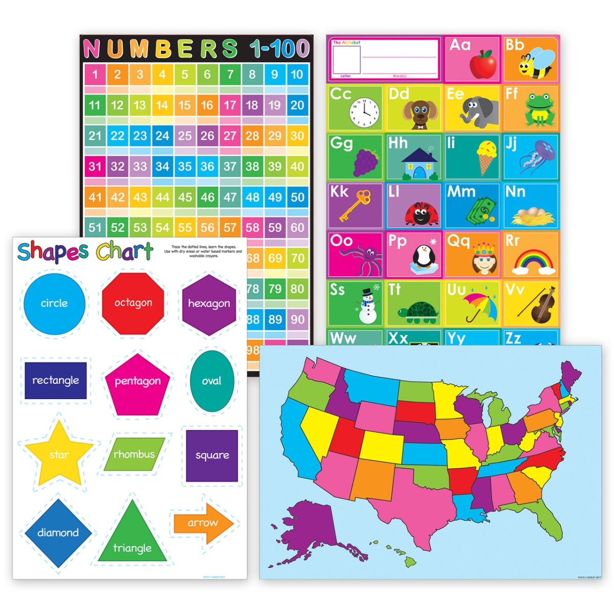 Picture of Ashley Productions ASH91211 Smart Poly Primary Learning Charts - Pack of 4
