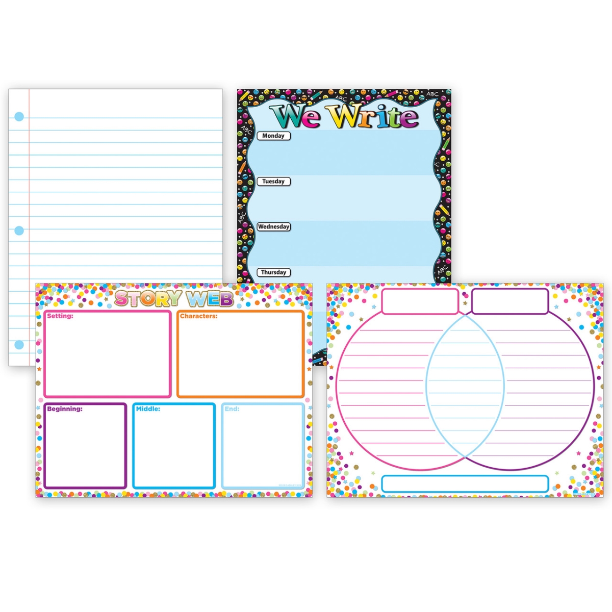 Picture of Ashley Productions ASH91212 Smart Poly Primary Writing Charts - Pack of 4