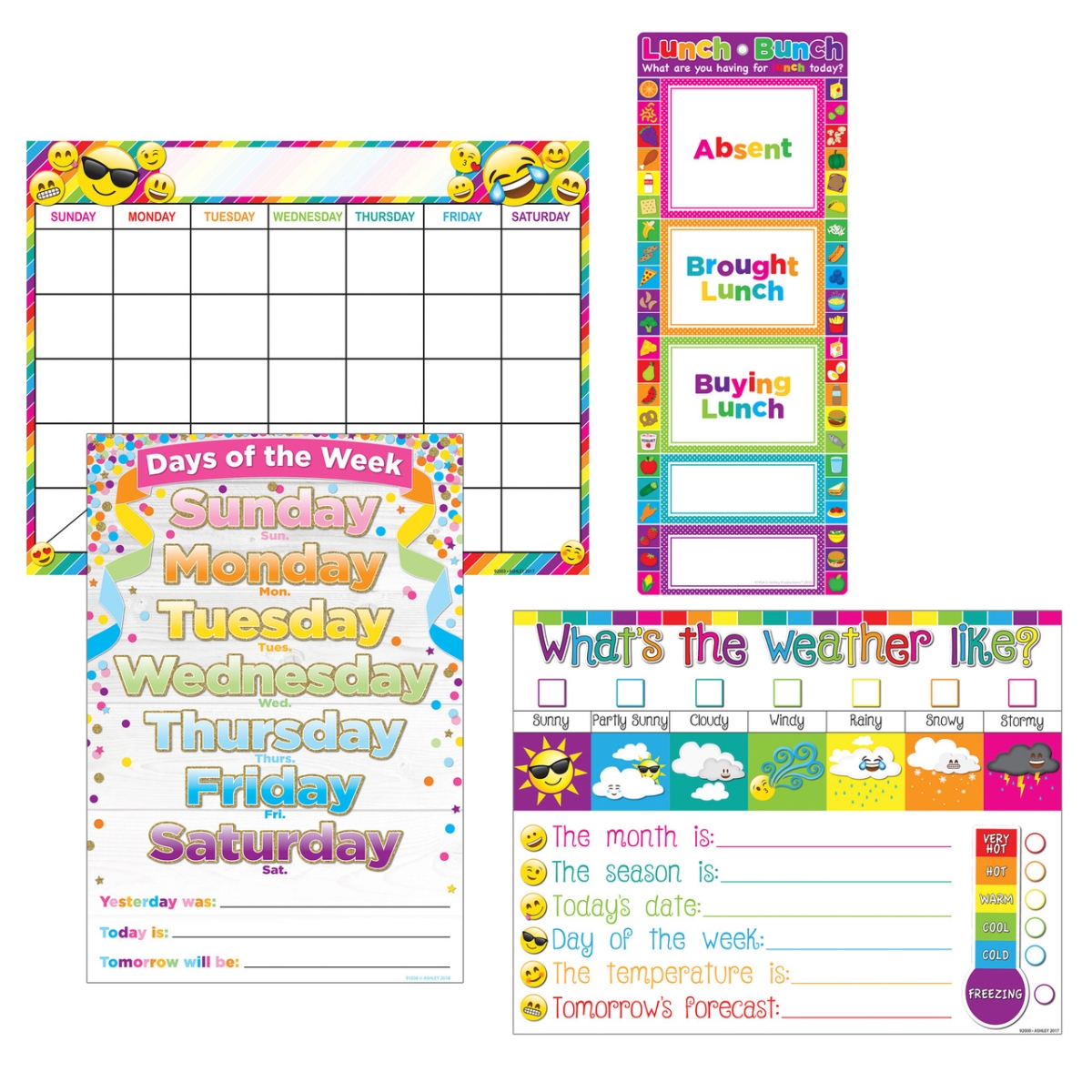 Picture of Ashley Productions ASH91214 Smart Poly Assorted Classroom Essentials Charts - Pack of 4