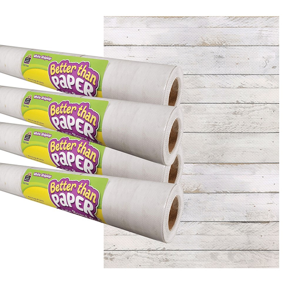 Shiplap Better Than Paper Bulletin Board Roll, White - Pack of 4 -  Teacher Created Resources, TE826608