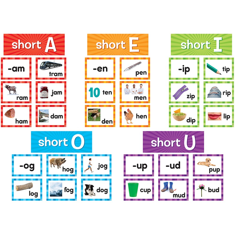 Short Vowels Pocket Chart Cards - 205 Piece