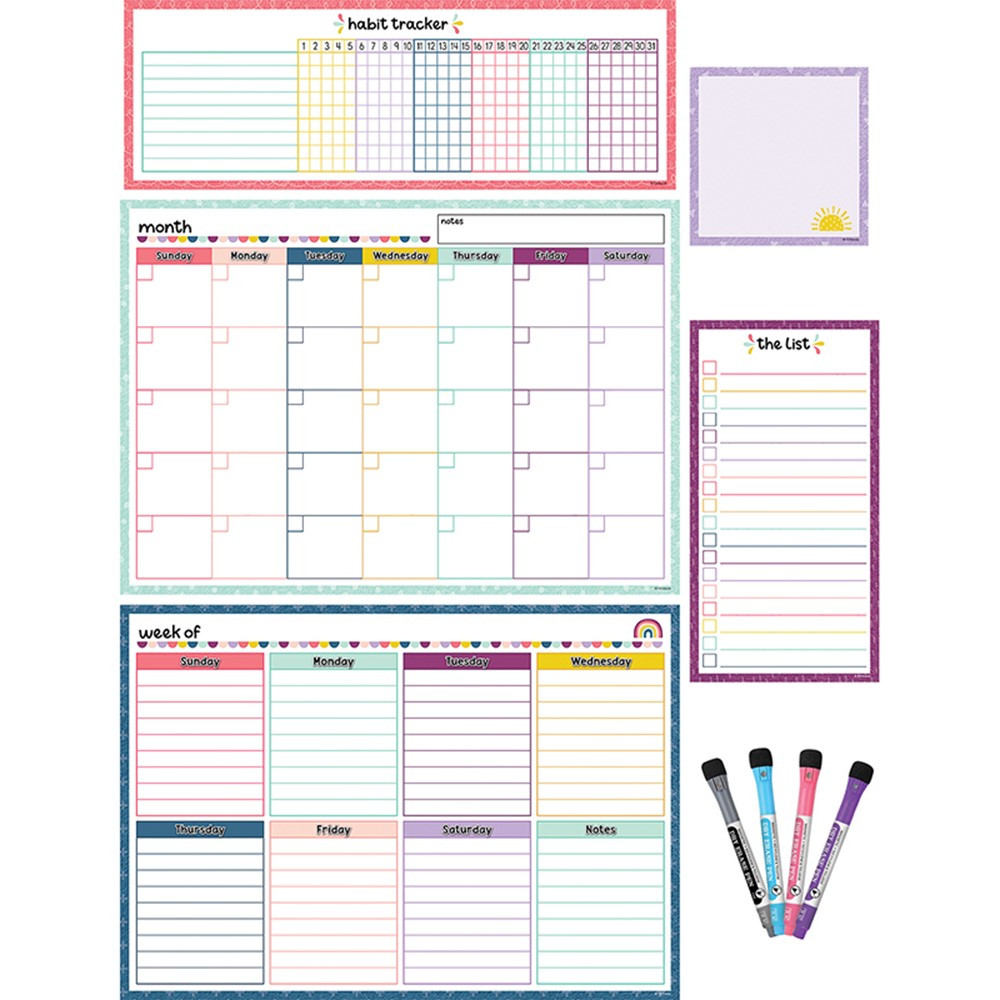 Picture of Teacher Created Resources TCR77403 Oh Happy Day Dry-Erase Magnetic Calendar Set