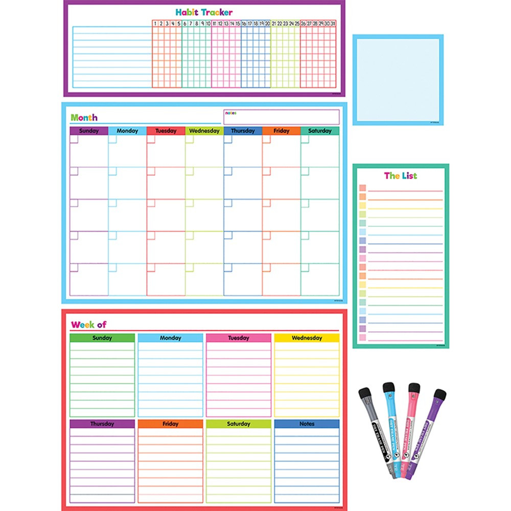 Picture of Teacher Created Resources TCR77405 Colorful Dry-Erase Magnetic Calendar Set