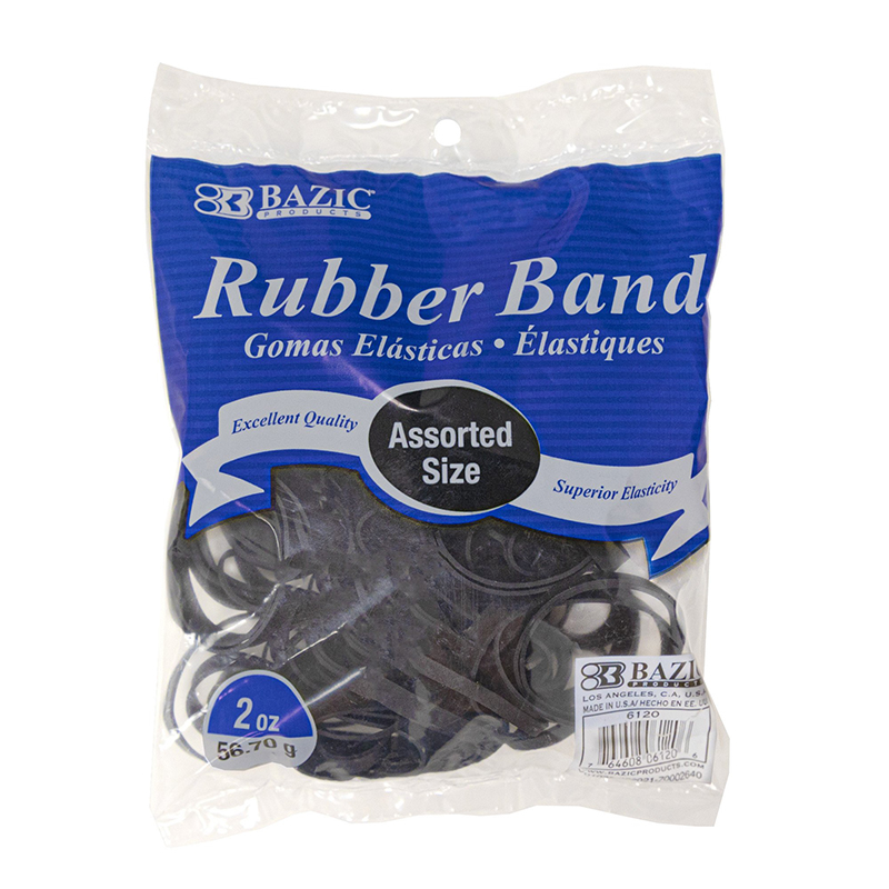 Picture of Bazic Products BAZ6120 Assorted Sizes Rubber Bands&#44; Black