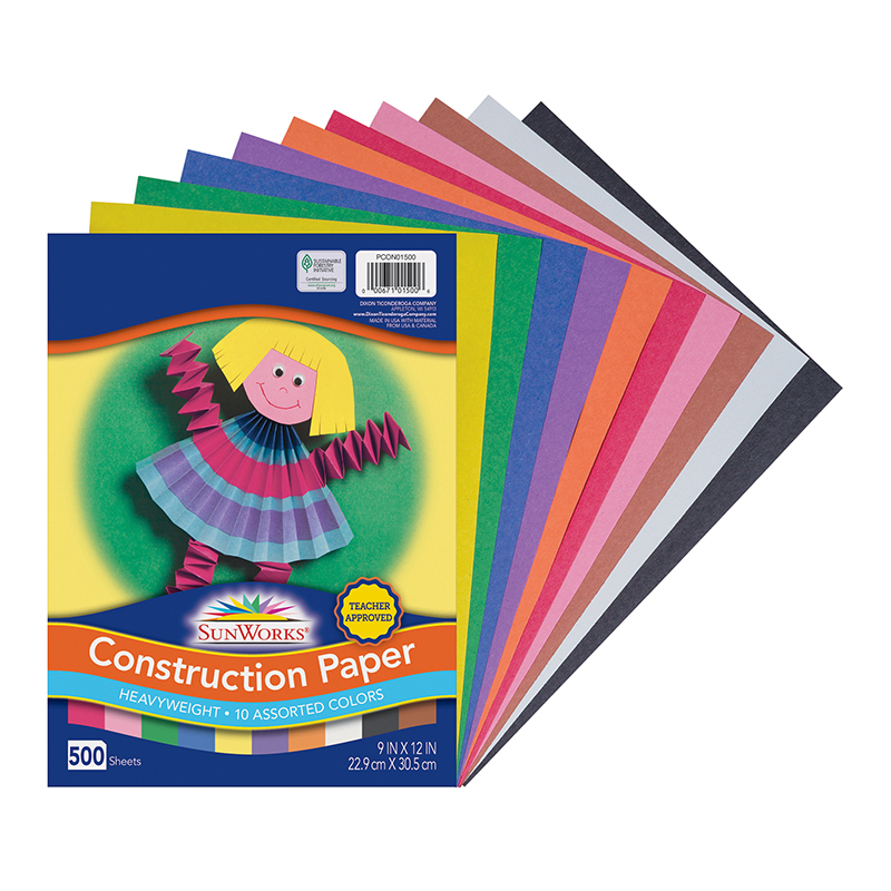 Picture of Dixon Ticonderoga PACCON01500 9 x 12 in. Construction Paper, Assorted Colors - 500 Sheets