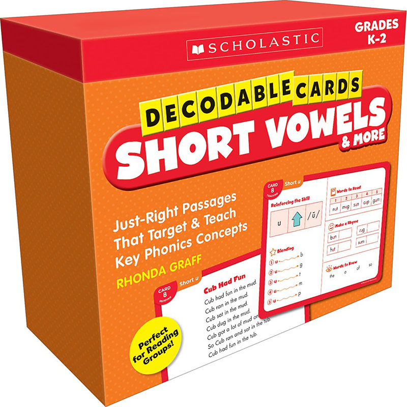 Scholastic Teaching Resources  Short Vowels & More Decodable Cards, Multi Color