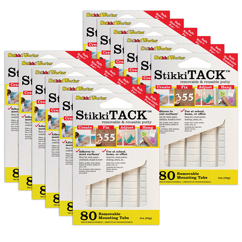 Stikki Tack 80 White Tabs, Pack of 12