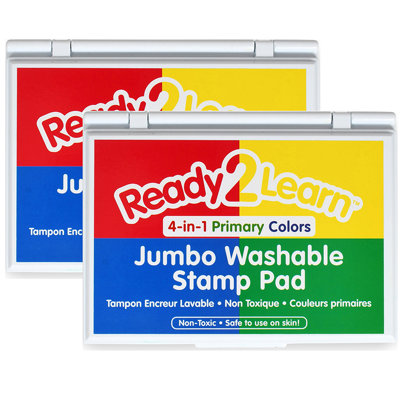 4-In-1 Jumbo Washable Stamp Pad, Primary Colors - Pack of 2