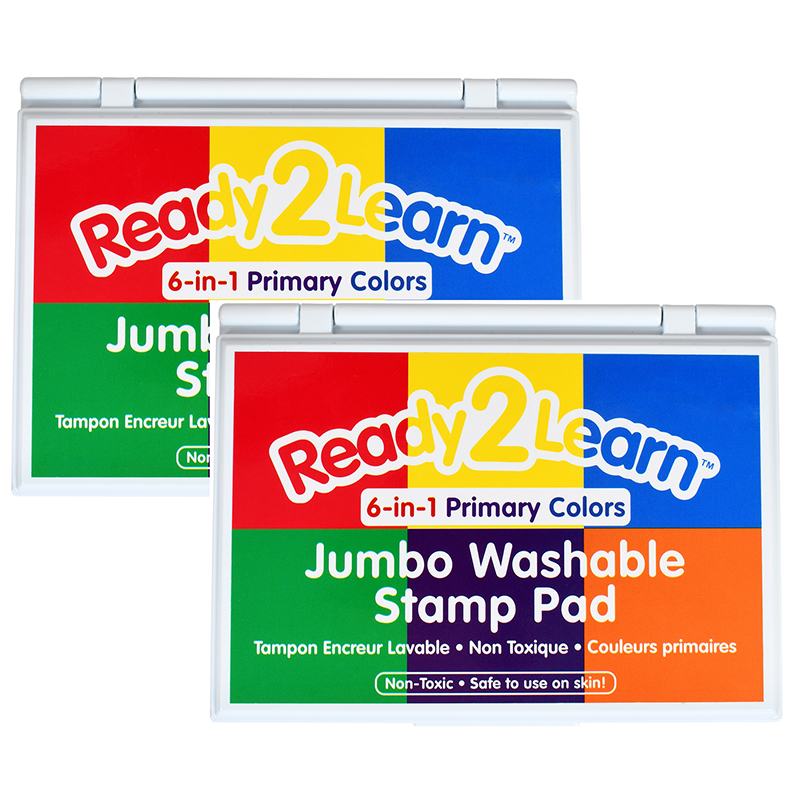 Ready 2 Learn Jumbo Washable 6-in-1 Stamp Pad, Multi Color - Pack of 2