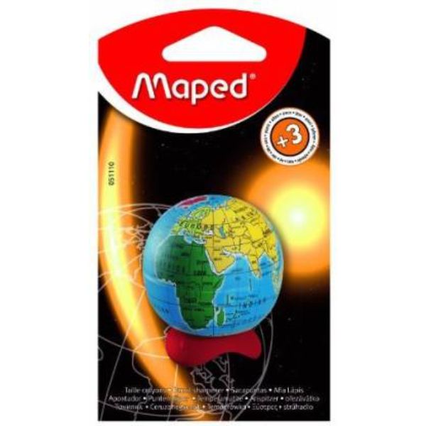 Picture of Maped Helix USA MAP034751TA Globe 1 Hole Metal Pencil Sharpener&#44; Multi Color