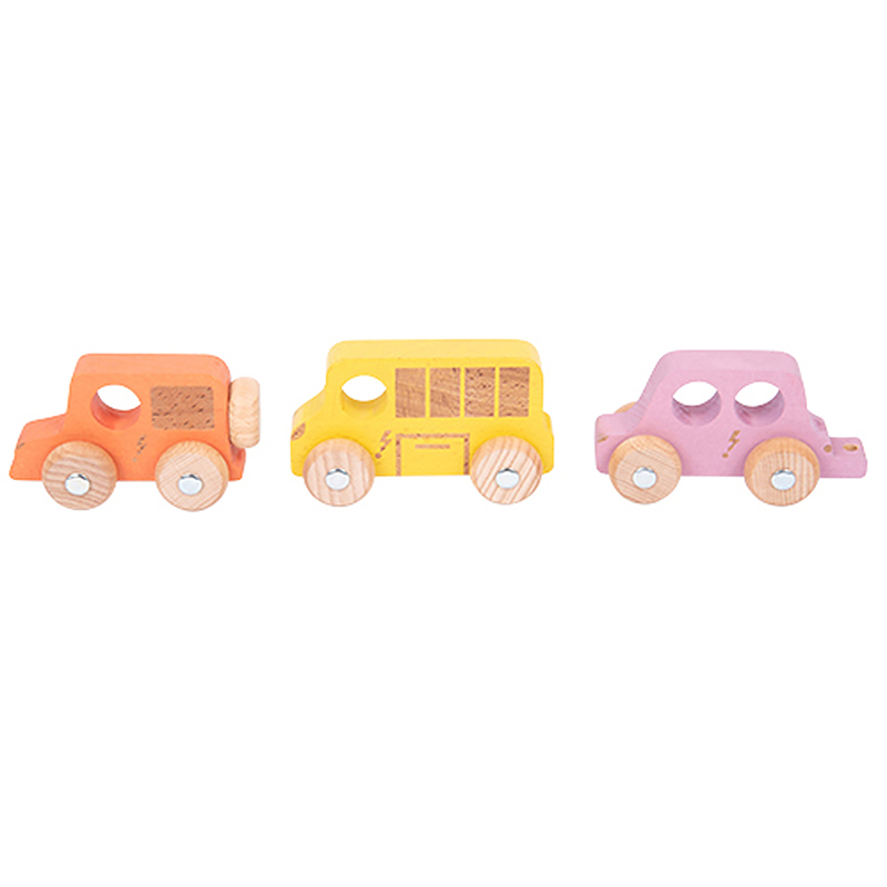 Picture of Learning Advantage CTU73516 Tickit Rainbow Wooden City E-Vehicles&#44; Orange&#44; Purple & Yellow - Set of 3