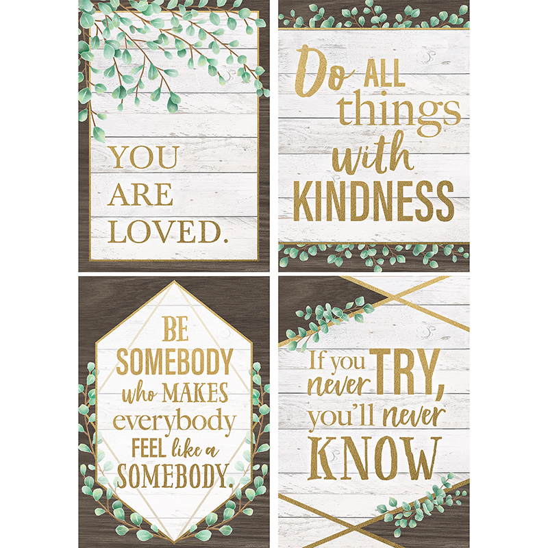 Picture of Teacher Created Resources TCR2088528 13.375 x 19 in. Eucalyptus Poster Set, 4 Piece