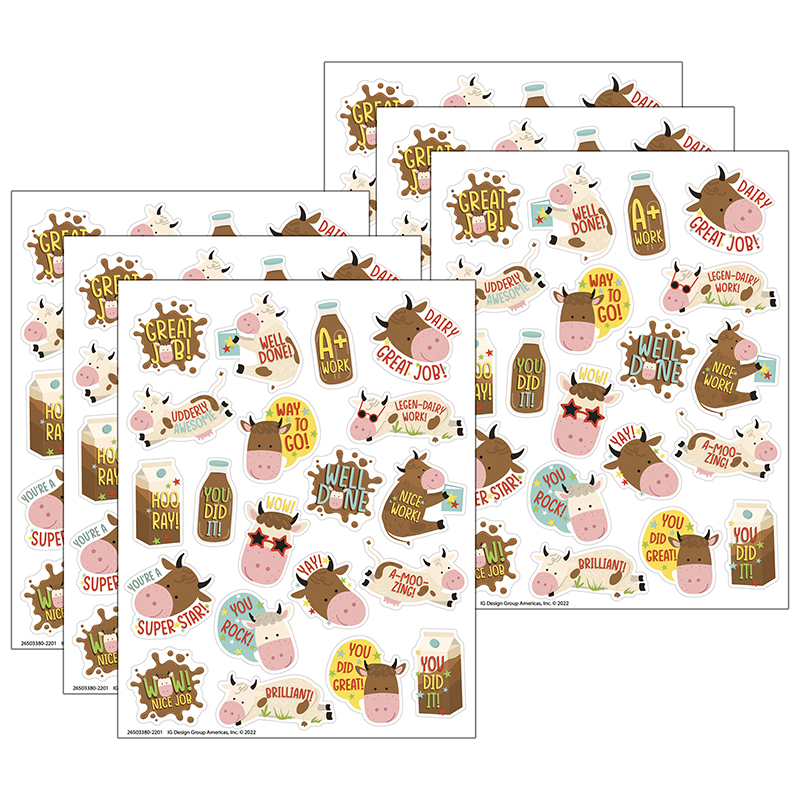 Picture of Eureka EU-650338-6 Brown Cows Chocolate Milk Scented Stickers&#44; Pack of 6