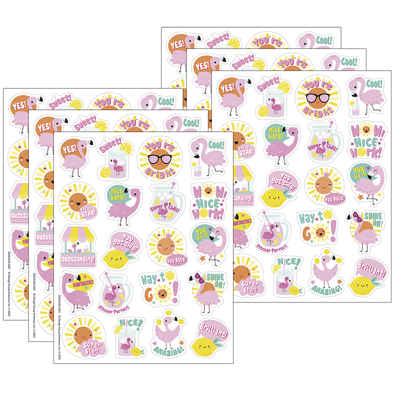 Flamingo Strawberry Lemonade Scented Sticker, Pack of 6